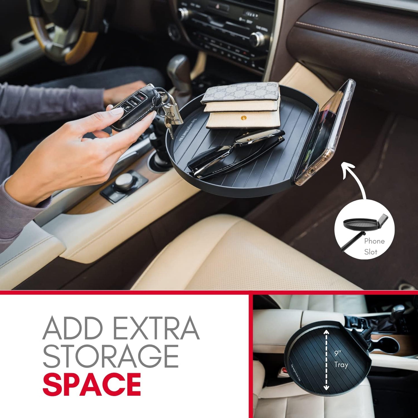 Adjustable Cup Holder Food Tray