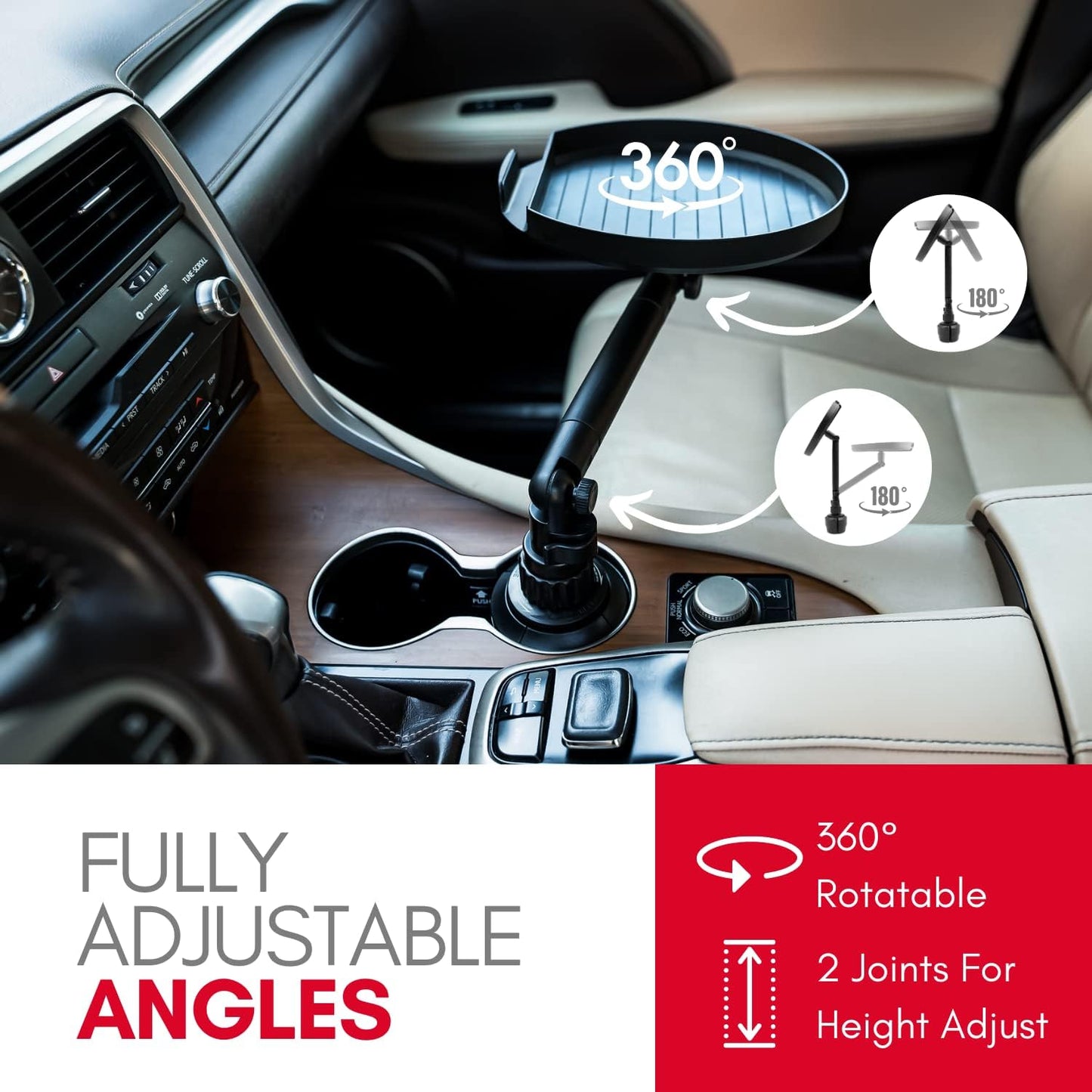 Adjustable Cup Holder Food Tray