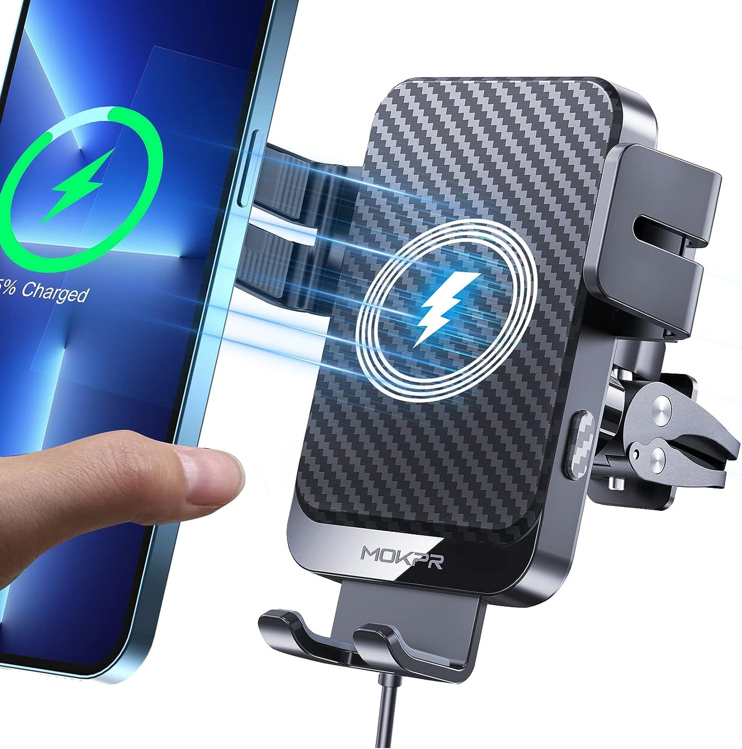 Auto-Clamping Car Charger Phone Mount